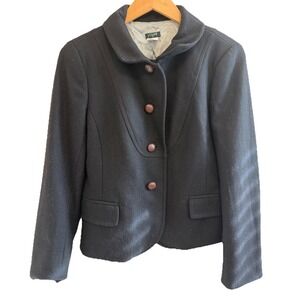 J. Crew Woman's Wool Blend Blazer  Jacket Blk Size 12 Tailored Lined Equestrian